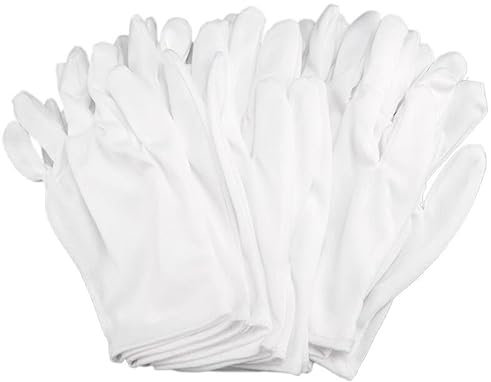BgnEhRfL Handschuhe, Arbeitshandschuhe, 12 Paar weiße Arbeitshandschuhe aus Baumwolle, trockene Hände, zeremonielle Handhabung, Filminspektionshandschuhe, Haushaltsreinigung(L)
