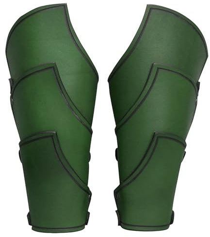 MDFCZXP Wikinger Bogenschütze Armschutz - Steampunk PU Leder Rüstung Manschette Armschiene Elf Krieger Kostümzubehör,Grün,30cm