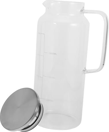 OKUMEYR Beverage Pitcher Glass Cold Water Kettle Lid for Tea Juice Easy to Clean Family Use
