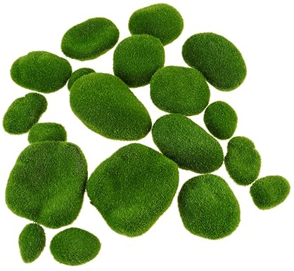 SHINEOFI 19pcs Artificial Balls Mossy Rocks for Bonsai Fairy Gardens Aquariums Decorative Arrangements