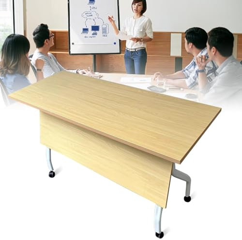 LSHYYDS Konferenztisch - Rechteckige Besprechungstische, Konferenztisch Klappbare Konferenztische auf Rädern, Klappbarer Schulungstisch Moderner Büro-Konferenztisch mit Metallrahmen (Co