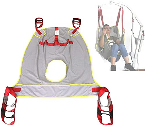 GUHPZA Patientenlifting-Schlinge für den ganzen Körper, Kopf- und Rückenstütze, Toilettenlifting-Schlinge, Toilettentransfer-Schlingen, Geteilte Beine mit Toilettenöffnung, 4 Gurte (L),L