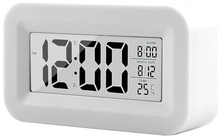 OnrySxn Réveil numérique à affichage LED, veilleuse avec fonction snooze avec affichage de la température, de la date, du calendrier, cloche graduelle, réveil portable pour chambre à coucher, bureau,