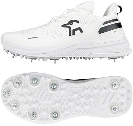 KOOKABURRA KC Players Spike Cricket Shoe, White/Black, Size 9