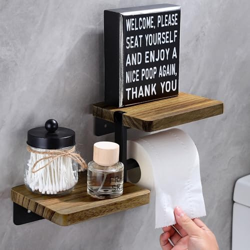 Papier Toilette Mural en Bois Naturel sans Perçage, Gain De Place
