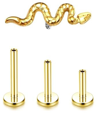 KGDUYC G23 Titan Helix Piercings Tragus Piercing Innengewinde Labret Piercing Lippenpiercing Medusa Medizinische Ohrstecker Ohr Klein Helix Tragus Conch - Schlange Gold