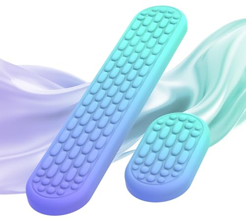 MoKo Reposamuñecas Ergonómico para Teclado y Ratón de Ordenador con Espuma Suave con Memoria, Aliviar el Dolor al Teclear, para Oficina, Trabajo, Juegos, Portátil, Gradiente Violeta Verde