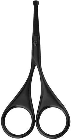 PetsmartTech Premium-Nasenhaarschere, gebogene Sicherheitsklingen mit abgerundeter Spitze zum Trimmen kleiner Details, Gesichtshaar, Ohrhaare, Augenbrauen, 9 cm, Schwarz