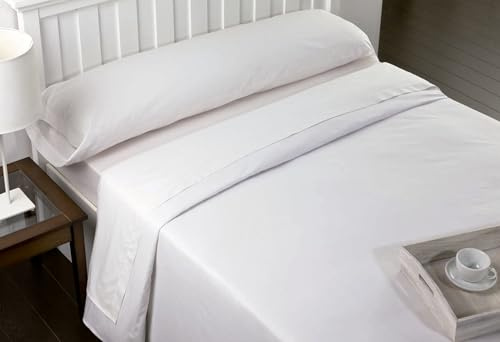 ENERGY COLORS TEXTIL-HOGAR Juego de sábanas Blancas de Hostelería | 3 Piezas | Sábana Encimera, Sábana Bajera Ajustable y Funda Almohada (Disponible en Varias Medidas) (Cama 150)