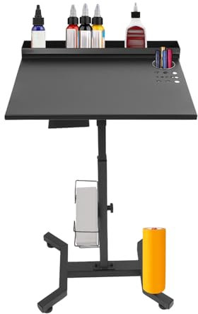 Station de Travail de Tatouage Plateau de Salon Hauteur Réglable 68-92cm Tablette Coiffure A Roulette Portable Mobile Chariot De Rangement,pour La Maison, Salon De Coiffure, Tatouage
