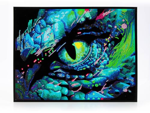 DIAMOND DOTZ 2594356 Original 5D Diamond Painting Set, Neon Drachenauge, mit Neonfarben und Samt, DIY Diamant Malerei Bilder für Erwachsene und Kinder ab 12 Jahren, Intermediate