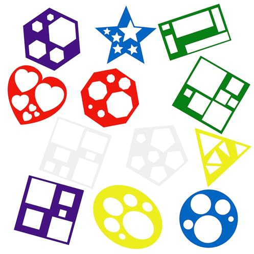 12 Pcs Geometric Stencils, Waterproof Colorful Stencils for Crafts Reusable Various Shaped Drawing Templates for Toddlers DIY Gifts Home Crafts