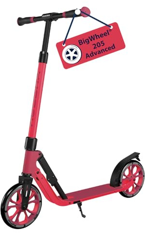 HUDORA BigWheel® 205 Advanced Scooter - Komfortabler Aluminium-Roller für bis zu 100kg - Tretroller Höhenverstellbar & zusammenklappbar - Kick-Scooter für Kinder/Jugendliche & Erwachsene - Salsa