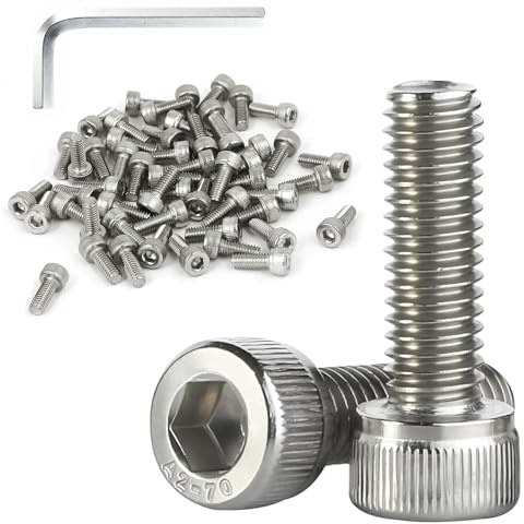 Forbabe Tornillos de cabeza cilíndrica, 60 unidades, M6 x 20 mm, hexágono interior, juego de tornillos cilíndricos, acero inoxidable (M6 x 20 mm)