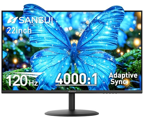 SANSUI 22 Inch 120Hz Computer Monitor, FHD 1080P Eye Care for Home/Office
