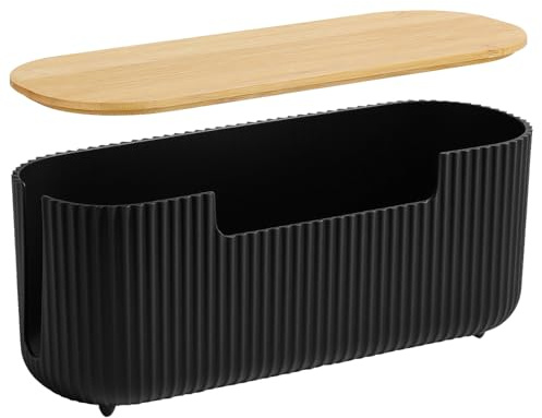 CRROEL Cable Management Box,Desk Cable Tidy Box,Cord Organizer for Storage Organising Management Desk TV Computer USB Hub Strips Cords Cables Organised Box Black 30 * 12.5 * 11CM