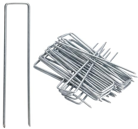 Garronda Grapas Césped Artificial 150 x 25 mm Extra Resistentes Ø3 mm – Piquetas de Acero Galvanizado para Suelo Duro, Estacas de Fijación para Malla Antihierbas, Jardín y Camping GD-0179 (50 uds)