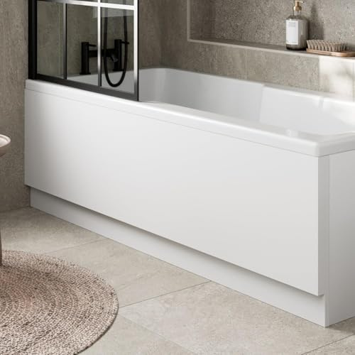 Baystone Universal Acrylic 1600mm White Front Bath Panel for Straight Baths & Bathtubs, Waterproof Modern Bathroom Panels, Easy Cut Smooth Finish