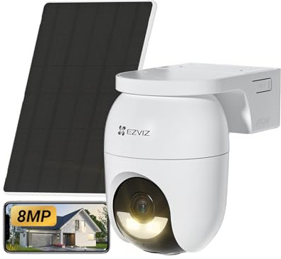 EZVIZ CB8 Lite 4K+ Solpanel 5W Övervakningskamera Utomhus Batteri, 360° Pan/Tilt, AOV-läge, AI-detektering Person/Fordon, Mörkerseende i Färg, WiFi 6, Aktivt Försvar, Tvåvägsljud