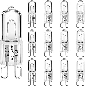 Lampadina G9 Forno 40W 300 Gradi Alogeno Lampada Per Forno Incassabile Bianco Caldo Illuminazione Lampadine Alogeni G9 40W Accessori Da Cottura Cucina Ricambio Set di 12 Pezzi Senza Scintillio
