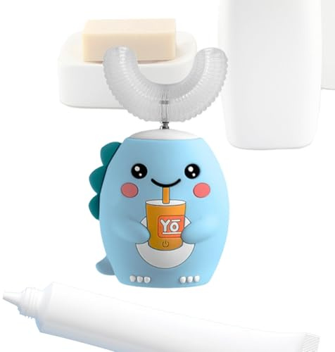 Vmiorzq Brosse À Dents Électrique Enfant,Design Dinosaure Dessin Animé Alimenté Par Pile,Brosse à Dents Massante Automatique - Pour Garçons Voyage Dortoir Camping Aéroport Extérieur Hôtel Salle de