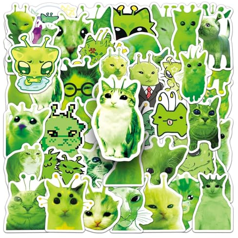 50Pcs Alien Cat Stickers Cute Vinyl Decals for Laptops Skateboards Luggage Helmets Bikes and Phones Fans Lovers and Quirky Vibe Enthusiasts
