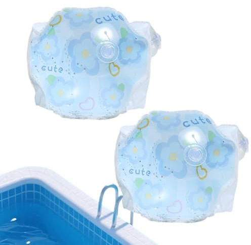 1 paire de flotteurs de piscine avec paillettes, brassards gonflables scintillants, dimensions gonflées 20 cm x 16 cm + valves de sécurité étanches, plastique PVC haute densité résistant aux
