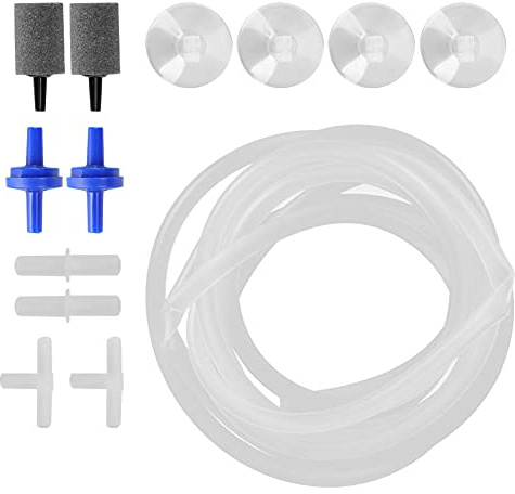 ZJchao Set di Tubi per Ossigeno per Acquario con Accessori Completi tra Cui Pietra, Valvola di Ritegno e Connettori per Acquari e Coltura (Tubo Combinato per Ossigeno Lungo F2 Metri)