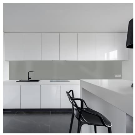 KeraBad Küchenrückwand aus Aluverbund, Spritzschutz Küche, 3mm dick, Silber Metallic, 60x120cm