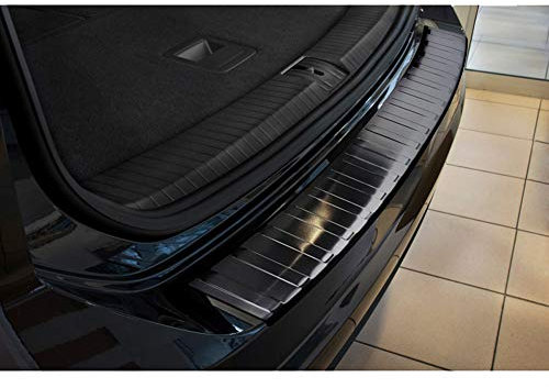 Avisa Schwarz Edelstahl Heckstoßstangenschutz kompatibel mit Volkswagen Touran III 2015- inkl. R-Line 'Ribs'
