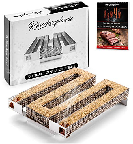 Generatore di affumicatura a freddo – Premium Sparbrand in acciaio inox con eBook per un risultato di affumicatura molto particolare – Generatore di fumo freddo di alta qualità ideale per barbecue