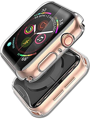 Misxi Schutzhülle für 40mm Apple Watch SE3/SE2/SE/Series6/5/4 | 2-Stück, TPU Hülle mit Displayschutz, Rundum Schutz Case, HD Klar, Ultradünne, 2 Transparente