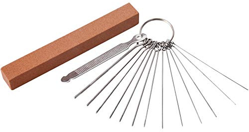 GOGHOST Gitarrensteg-Sattelmutterfeilen-Set, 13 verschiedene Größen, Edelstahlfeilen mit Schleifstein, für E-Akustikgitarre, Ukulele, Bass, Gitarre, Banjo, Mandoline