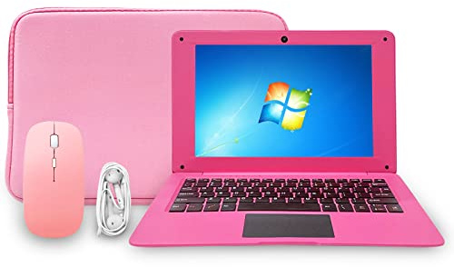 iSTYLE Ordenador Portátil de 10.1 Full HD Windows 10 Ultrabook - 2GB de RAM, 32GB SSD, with Ratón,Alfombrilla,Bolsa de Computadora,Auriculares,Teclado en Español(Rosa)