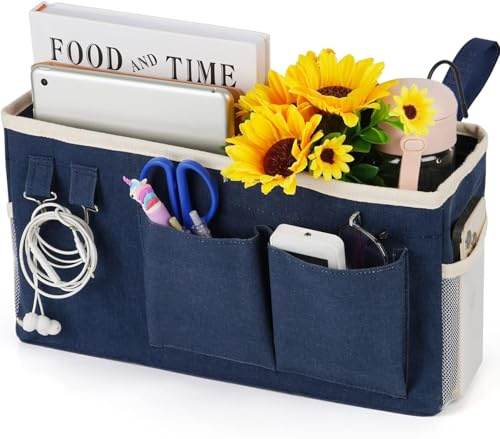 Bedside Caddy, Bedside Storage Bag Hanging Organizer for Bunk Dorm Bed Rail