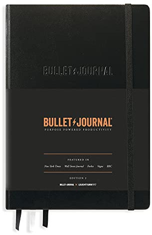 LEUCHTTURM1917 363572 Bullet Journal - Edition 2, Notizbuch Medium (A5), Hardcover, 206 nummerierte Seiten, 120 g/m² Papier, dotted, Schwarz