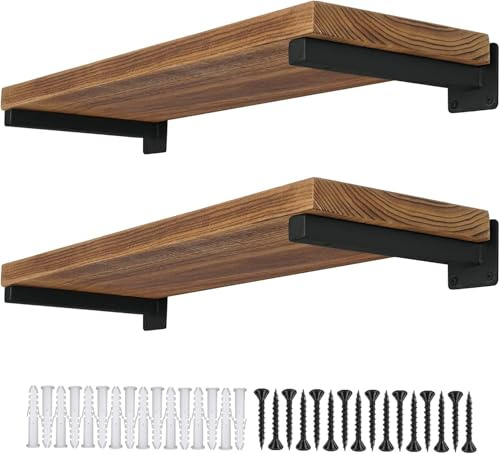 KBNIAN 4 Stück Regalträger Schwarz Regalhalterung Eisen Regalhalter Wandträger Unterstützung Schwerlastträger mit Befestigungsschrauben für Studierzimmer, Wohnzimmer, Büro, Küchen (20cm/8 Zoll)