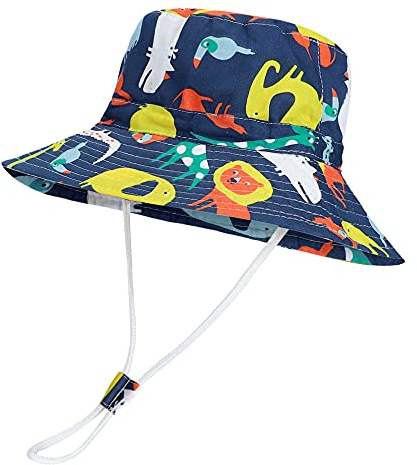 MASOCIO Sommarhatt för nyfödd bebis med brett brätte strandhatt med justerbart hakband, Marinblå 2, 2-6 anni
