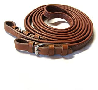 PS Pferdeartikel Weiche Softleder Zügel, Nappa geschlossen vernäht, Klassische Ausführung Farbe Cognac