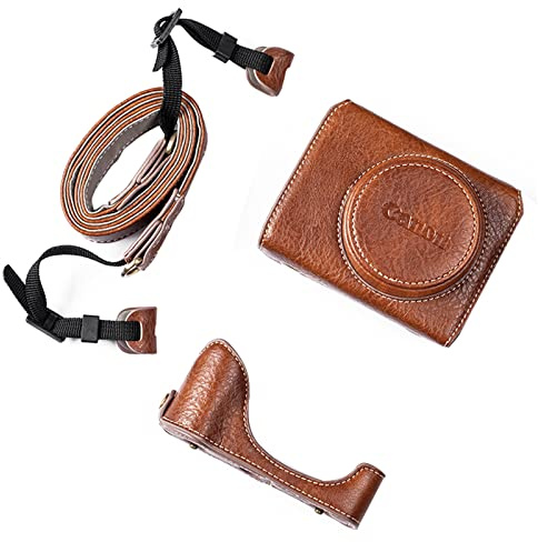 Rieibi G7 X G7X II G7X III Étui Vintage en Cuir pour Appareil Photo Reflex numérique Canon PowerShot G7X G7X Mark II G7X Mark III Étui de Protection avec Sangle