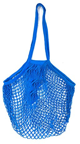 String Einkaufstasche, Baumwolle, wiederverwendbar, Lebensmittelnetzbeutel, tragbares Netz, Einkaufsnetz, Baumwollschnur, Tasche für Obst, Gemüse, Aufbewahrung (blau)