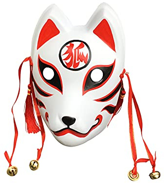 YangYong Masque de renard pour bal masqué, fête, Halloween, kabuki japonais