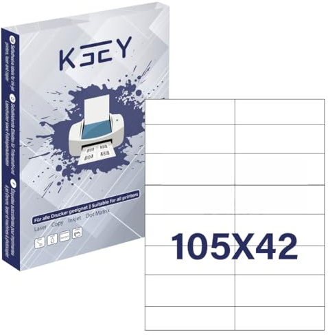 Etiketten selbstklebend, 100 Blatt, weiß, bedruckbar, Universal Klebeetiketten, DIN A4 (105x42mm)