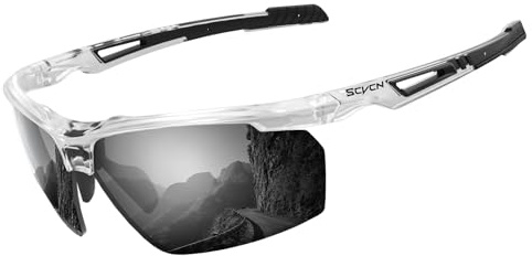 SCVCN Polarisierte Angeln Sonnenbrillen für Herren Damen Sportbrillen Fahrradbrillen Fahren MTB Baseball Laufen Fahrrad 07 silbrig schwarz