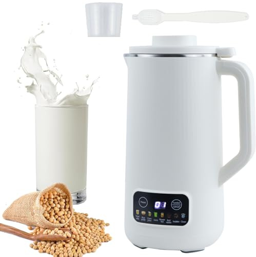 Soy Milk Maker Machine,20Oz Automatic Nut Milk Maker with 10 Blades,Smart Cold and Hot Dairy Soybean/Oat/Maker Machine,Soup Maker with Delay Start/Keep Warm/Self-Cleaning/Filtering(White)