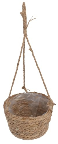 YARNOW Macetero Colgante Mimbre para Flores, 20 x 13 cm, Ideal para Interior, Jardines Y del Hogar DecoracióN