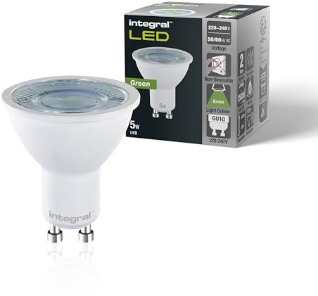 Integral 4er Pack GU10 LED | LED GU10 | Grün | 5W (50W äquivalent), 40° Abstrahlwinkel | Green Light - Ideal für Displays, Restaurants, Hotels, Gärten und Stimmungsbeleuchtung