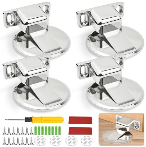 cersaty® 4 Stk Türstopper, Magnetisch Türstopper Boden mit Klebeband Schrauben und Schraubendreher für Büros,Schlafzimmern,Holztüren Metalltüren Door Stopper
