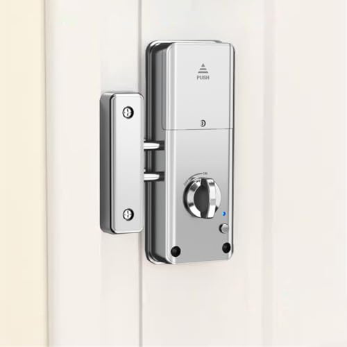 SPORTARC Tuya - Cerradura de puerta invisible inteligente, teclado táctil, entrada por huella dactilar, plateada