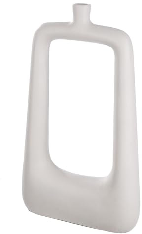 Casablanca große Deko Vase XL aus Aluminium - eckige Blumenvase Moderne Lochvase Deko Wohnzimmer Tischdeko - Fabe: Creme Höhe 41,5 cm